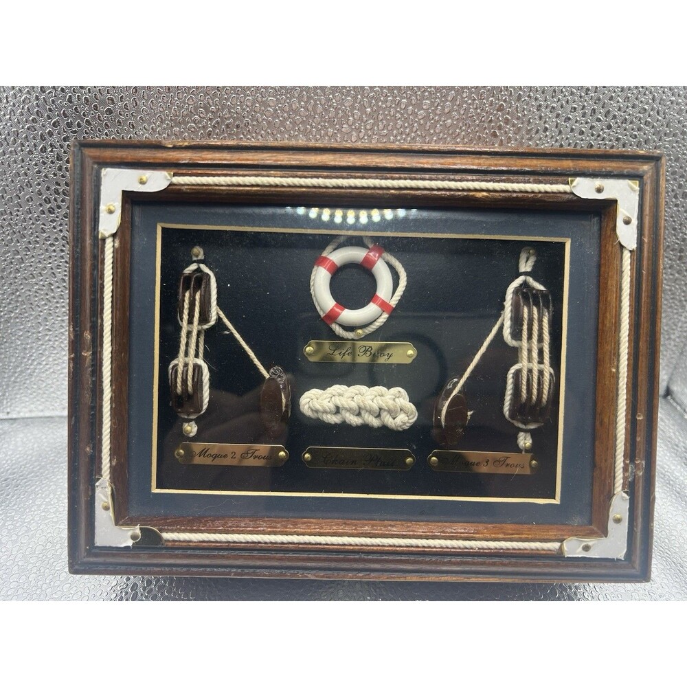 Vintage Hand Crafted Nautical Theme Shadow Box  Often Used For Jewelry Or A...
